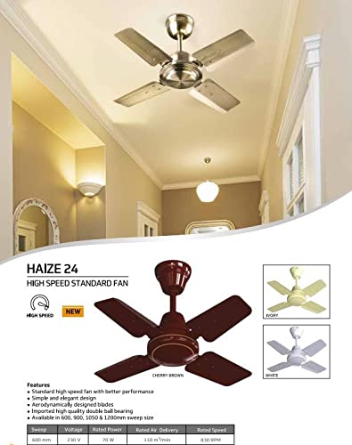 V-Guard HAIZE 24" 600mm 830 RPM Energy Saving 4 Blade Ceiling Fan (CHERRY BROWN)