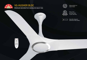 V-Guard HUSHER BLDC 5 Star 1200 mm |3 Blade Ceiling Fan| 5 Years Warranty| Blossom White