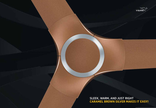 V-Guard HUSHER BLDC 5 Star 1200 mm |3 Blade Ceiling Fan| 5 Years Warranty | Caramal Brown Silver