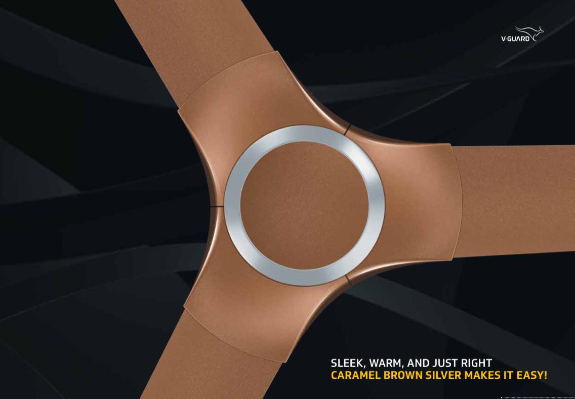 V-Guard HUSHER BLDC 5 Star 1200 mm |3 Blade Ceiling Fan| 5 Years Warranty | Caramal Brown Silver