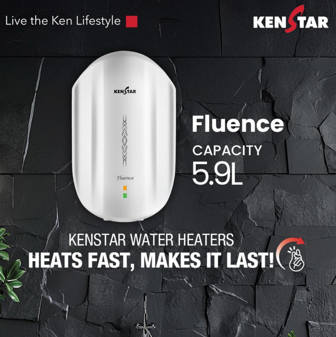 KENSTAR Fluence 5.9 Ltr. Instant Water Heater|2 Years Warranty Product| 5 Years Warranty on Tank