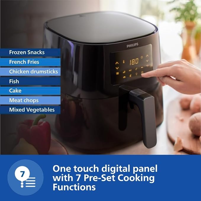 PHILIPS Digital Airfryer HD9252/90 with Touch Panel, 4.1 Litre, Large