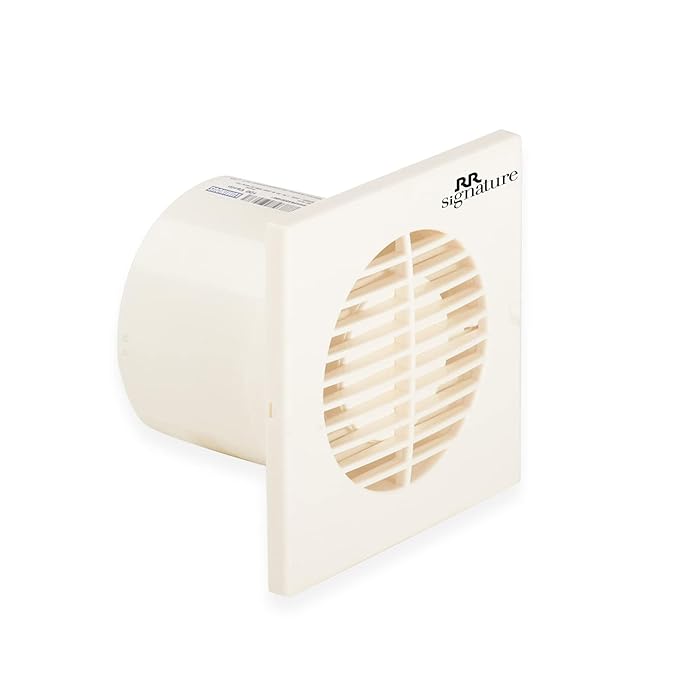 RR Signature Vento Axial 100 MM Exhaust Fan for Bathroom, Kitchen, and Office, Noiseless, Guard, and Anti-Rust Body (White), 3 Year Warranty