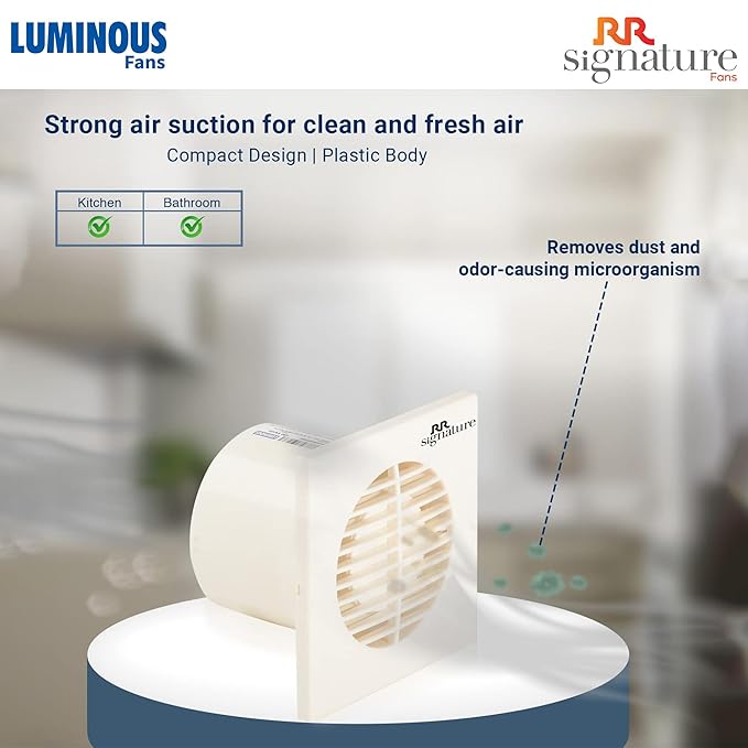 RR Signature Vento Axial 100 MM Exhaust Fan for Bathroom, Kitchen, and Office, Noiseless, Guard, and Anti-Rust Body (White), 3 Year Warranty