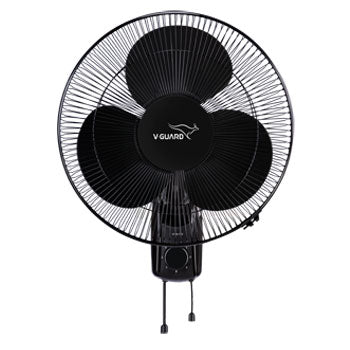 V-Guard GLADO STD Wall Mount Fan For Bedroom | 3 Speed Settings | 1350 RPM Powerful Motor | Corrosion Resistant Metal Guards | Black | 40 cm (400mm)