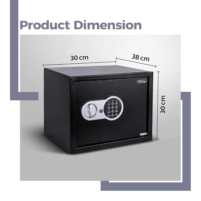 Lifelong 34 L Carbon Steel Digital Safe Locker Box For Home & Office | Inbuilt LED Light | Essential Smart Home Locker for Gold, Jewellery, Cash | Tijori Box, Wardrobe Compatible, 1 Yr Warranty, Black