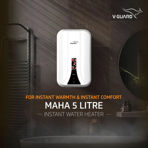 V-GUARD Maha 5 Litre Vertical Instant Geyser with Stainless Steel Tank (White)