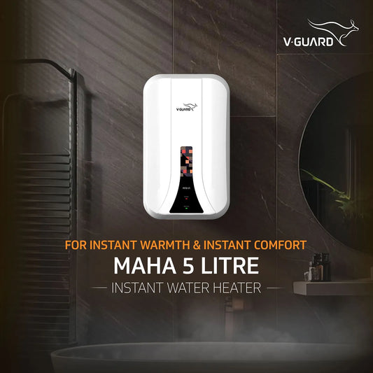 V-GUARD Maha 5 Litre Vertical Instant Geyser with Stainless Steel Tank (White)