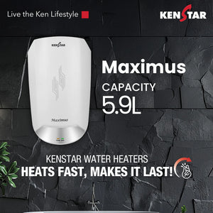 Maximus 5.9L, Instant Water Heater|Free Connection Pipe|Free Installation |2 Years Warranty|5 Years Warranty on Tank