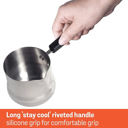 Meyer Nickel Free Stainless Steel Mini Pot | Milk Pan, Tea Pan Stainless Steel, Milk Pan Induction Base | Chai Pan | Small Saucepan | Milk Boiling Vessel | Saucepan with Handle, 10cm, Grey |0.60 liter