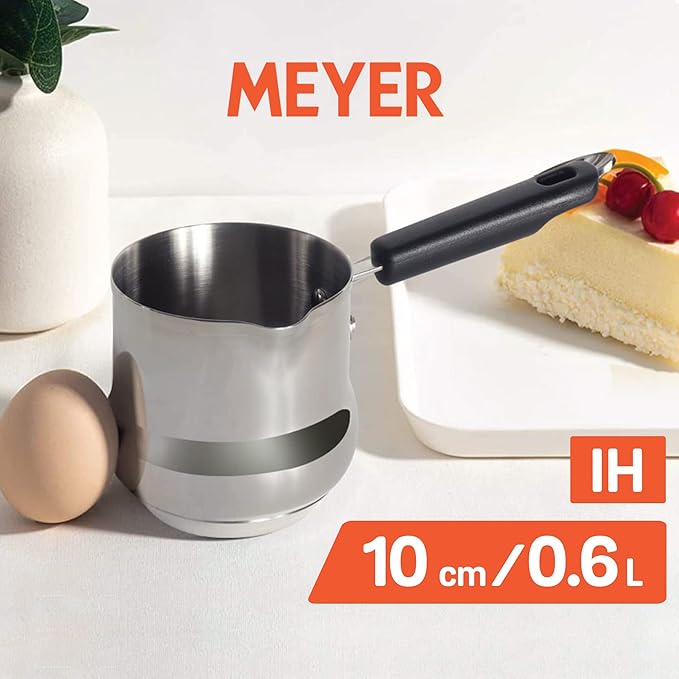Meyer Nickel Free Stainless Steel Mini Pot | Milk Pan, Tea Pan Stainless Steel, Milk Pan Induction Base | Chai Pan | Small Saucepan | Milk Boiling Vessel | Saucepan with Handle, 10cm, Grey |0.60 liter