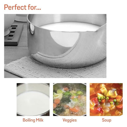 Meyer Select Stainless Steel Milk Pan 0.9L (14cm) with Glass Lid | Gas & Induction Compatible | Heavy Base