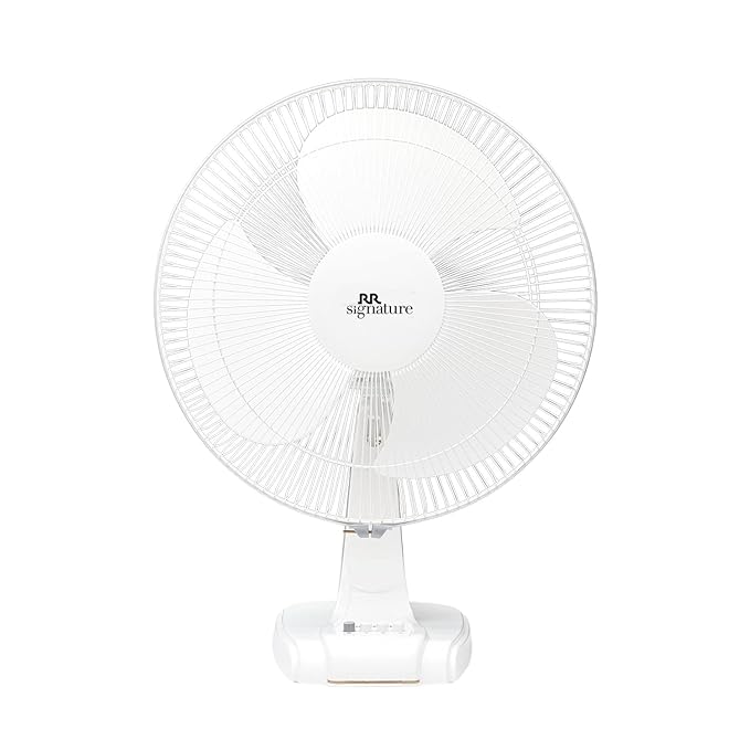 RR Signature Mojo Plus High Speed Table Fan (2100 RPM, 130 Watt, 3 Years Manufacturer Warranty, 400 mm, 100 cmm, Compact and Portable, Best For Home and Office Use) White