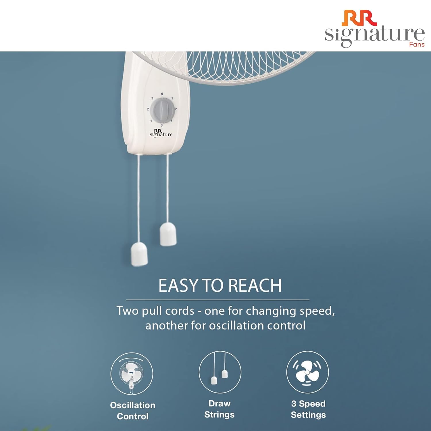 RR Signature Mojo Plus 400 mm NS Wall Fan 1350 RPM for Home and Office with ABS Blades, Easy Tilting Mechanism and Thermal Overload Protection 3 Years Warranty (White)