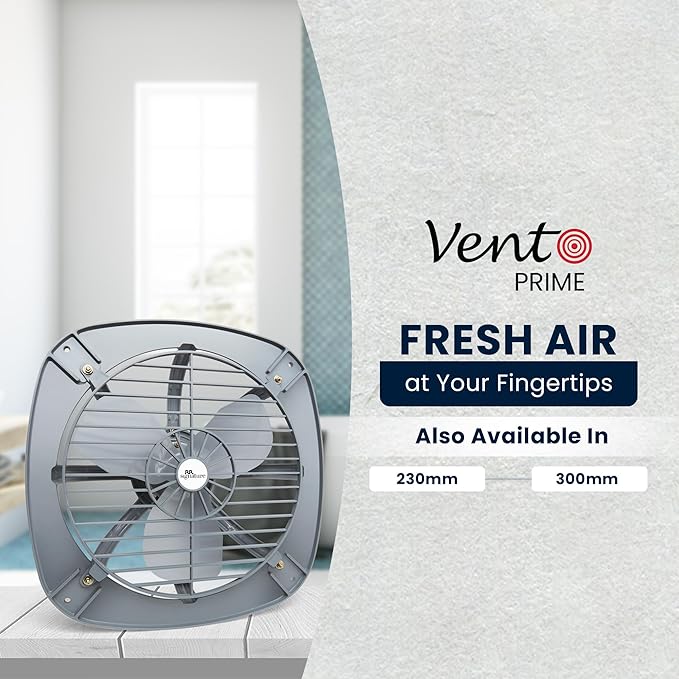 RR Signature Vento Prime 230 MM With Guard Exhaust Fan | Plastic Frame | Metal Blades | 3 Year Warranty (Grey)