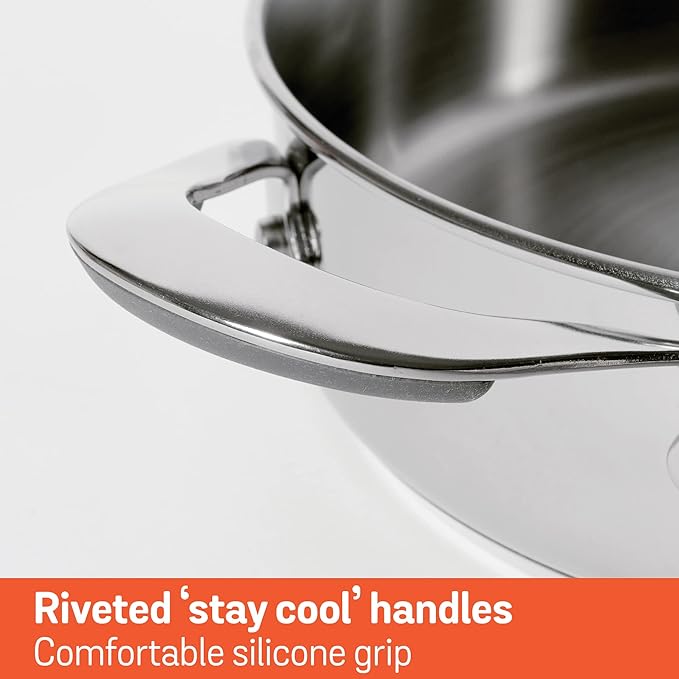 Meyer Select Nickel Free Stainless Steel Sauteuse with Glass Lid | Steel Saute Pan with Triply Base | Frying Pan with Lid | Gas and Induction Suitable | 20cm/ 1.56 Litre, Silver Visit the Meyer Store