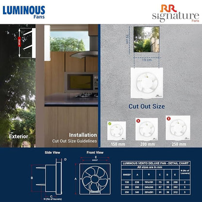 RR Signature Vento Deluxe 150 mm Exhaust Fan For Kitchen, Bathroom with Strong Air Suction, Rust Proof, Anti-Dust Shutters (White) I 3 Year Warranty