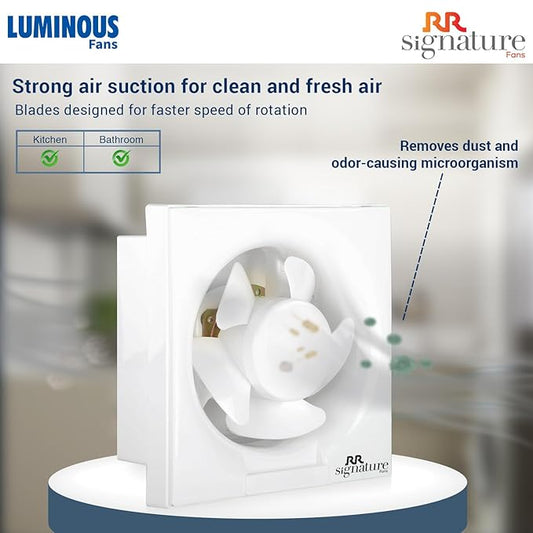RR Signature Vento Deluxe 250 MM Exhaust Fan For Kitchen, Bathroom with Strong Air Suction, Rust Proof Body and Dust Protection Shutters (White & Black), 3 Year Warranty (Copy)