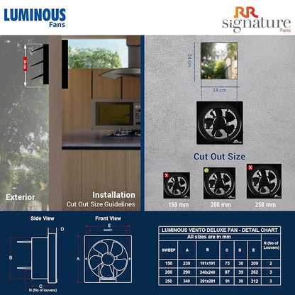 RR Signature Vento Deluxe 250 MM Exhaust Fan For Kitchen, Bathroom with Strong Air Suction, Rust Proof Body and Dust Protection Shutters (White & Black), 3 Year Warranty (Copy)