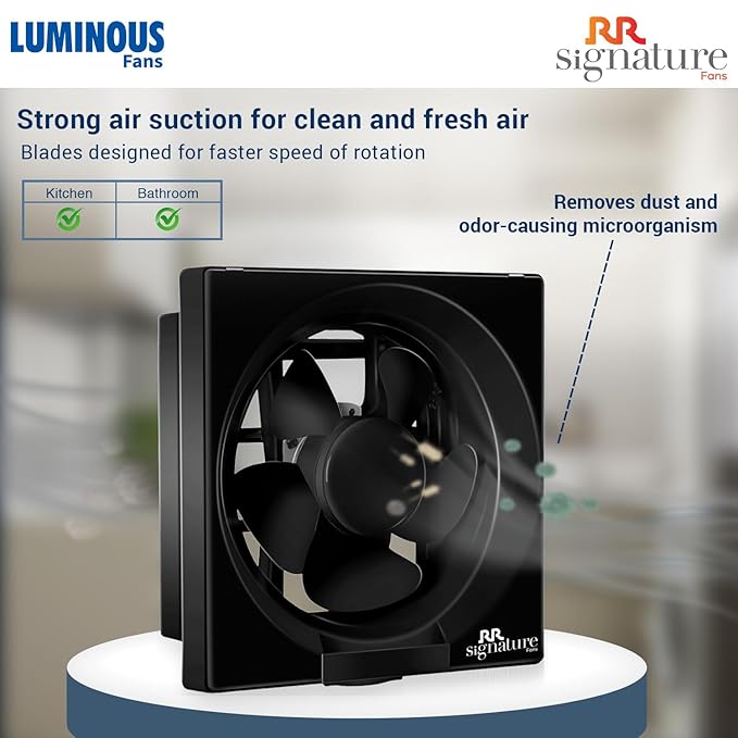 RR Signature Vento Deluxe 250 MM Exhaust Fan For Kitchen, Bathroom with Strong Air Suction, Rust Proof Body and Dust Protection Shutters (White & Black), 3 Year Warranty (Copy)