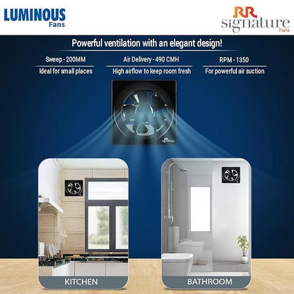 RR Signature Vento Deluxe 250 MM Exhaust Fan For Kitchen, Bathroom with Strong Air Suction, Rust Proof Body and Dust Protection Shutters (White & Black), 3 Year Warranty (Copy)